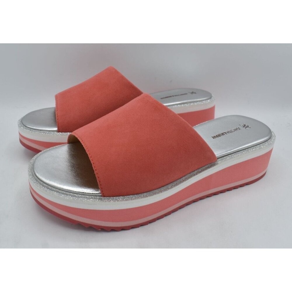 Johnston & Murphy Women Size 9 Grace Slide Melon Suede Metallic Platform Sandals